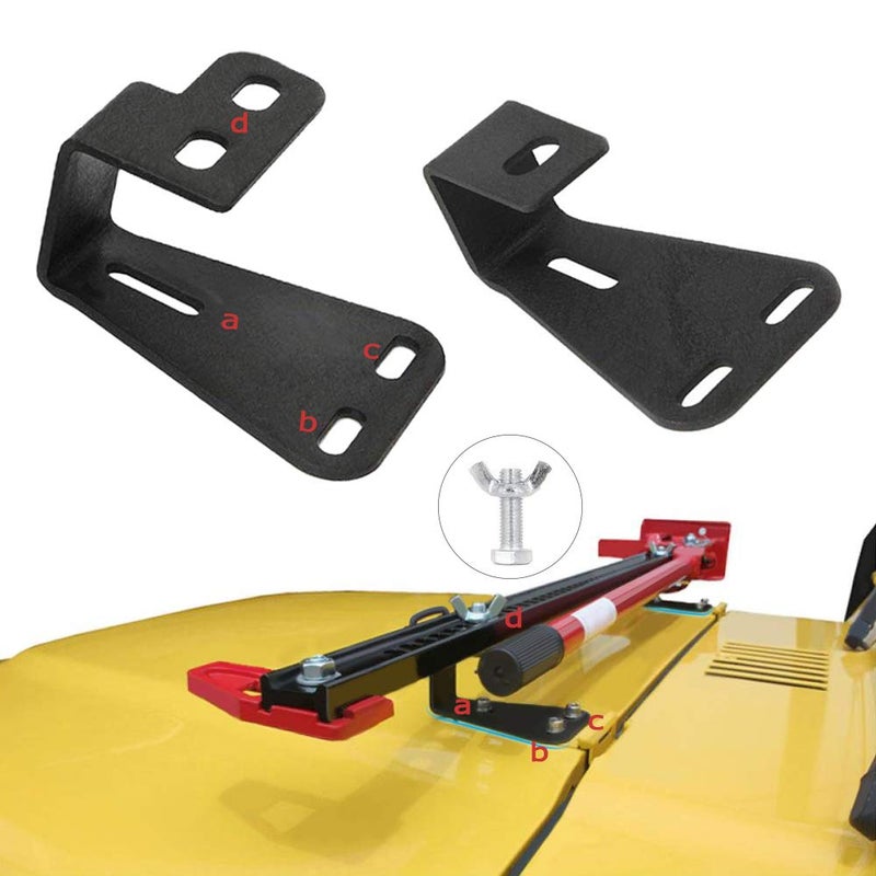 MOTLTECH High Lift Jack Mount Hood Bracket for Jeep Wrangler CJ 1944-1986 / YJ 1987-1995 / TJ 1997-2006 (Pair, Black) - Image 5